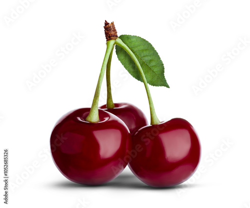 Fresh ripe red cherries isolated on white