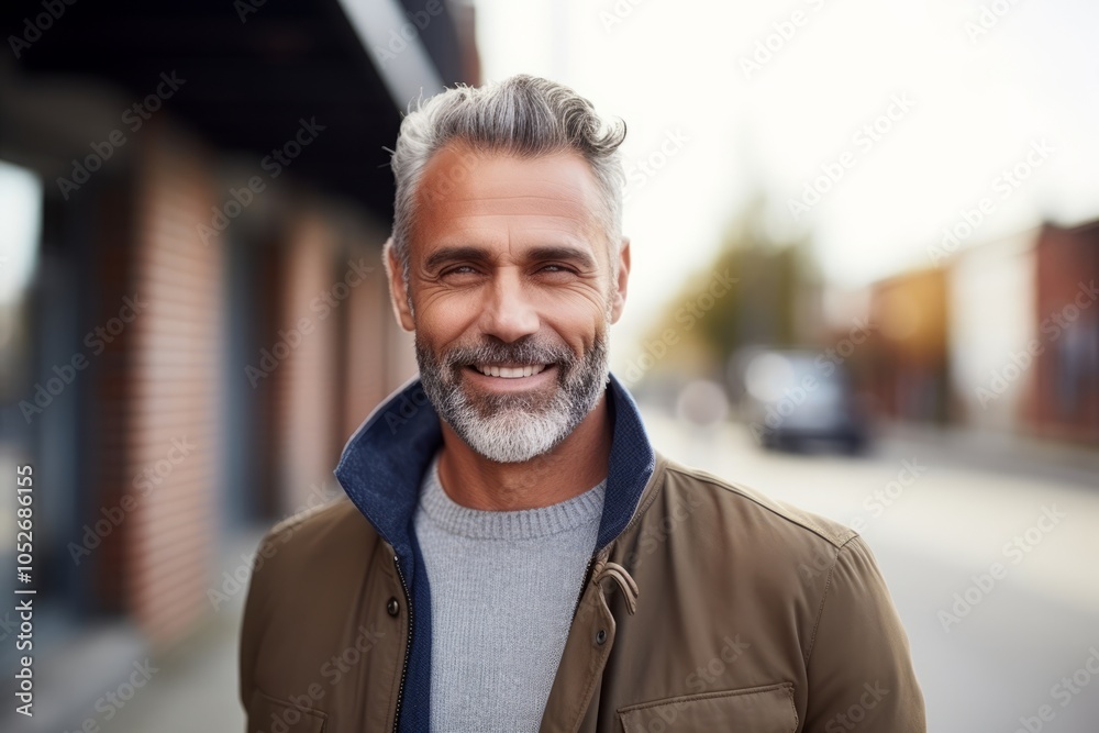Portrait of a handsome middle-aged man with a beard in the city Portrait of a handsome middle-aged man with a beard in the city