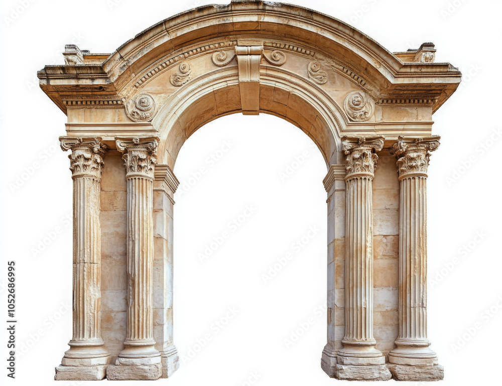 Obraz premium Classic column arch isolated on white background 