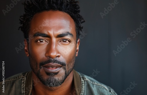 Close Up Portrait of a Young Man With Short Hair and a Goatee