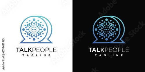 Chat bubble family people logo design template. People and chat bubble logo icon.