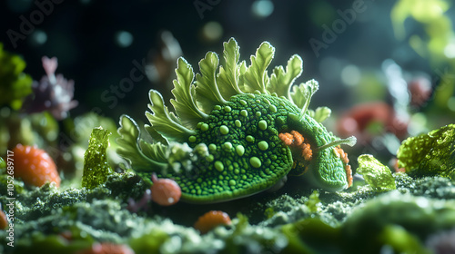 The Unique Behavior and Mimicking Ability of the Leaf Sheep Sea Slug (Costasiella kuroshimae) in Lush Waters photo