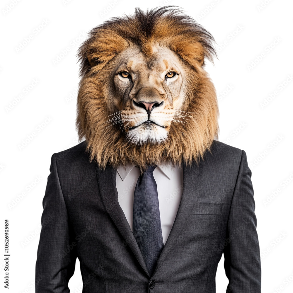 Lion in Business Attire on transparent background Lion in Business Attire on transparent background