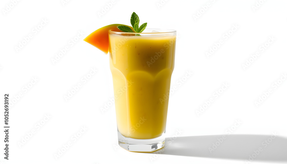 Fototapeta premium Glass of tasty melon smoothie on white background isolated with white highlights, png