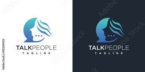 Chat bubble family people logo design template. People and chat bubble logo icon.