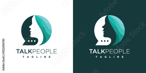 Chat bubble family people logo design template. People and chat bubble logo icon.
