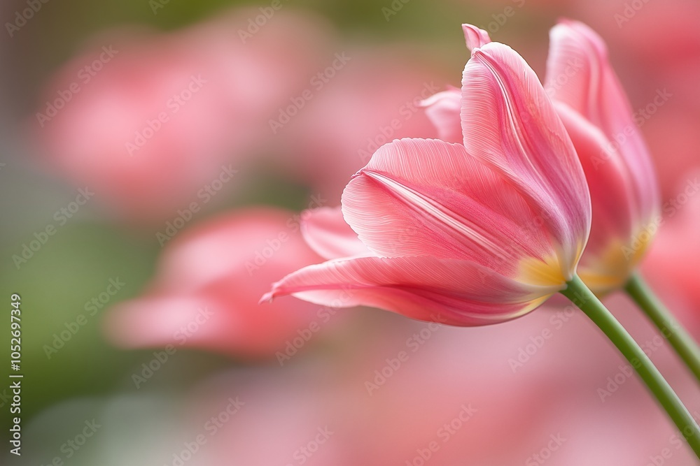 Tulips spread out Bright colors are highlighted by a blurred background. Tulips spread out Bright colors are highlighted by a blurred background.