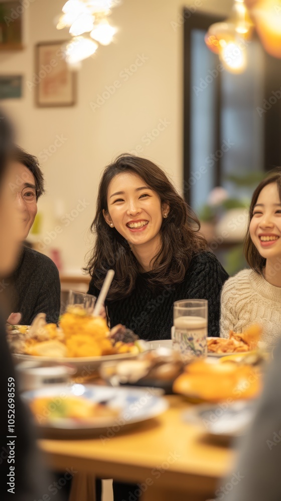 Joyful Gathering Around a Dining Table with Friends Joyful Gathering Around a Dining Table with Friends