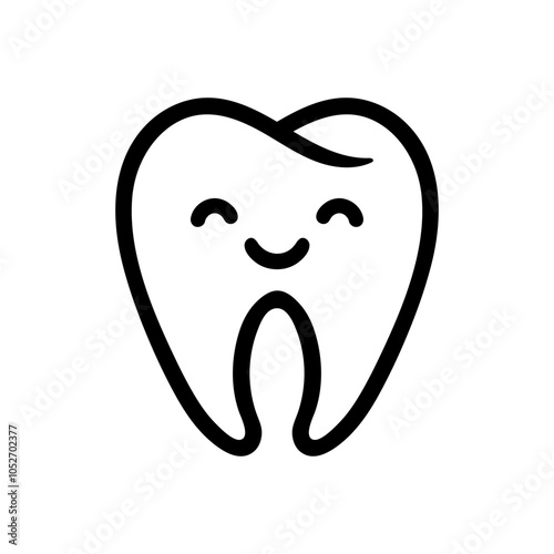 fun tooth icon logo cartoon drawing coloring line art style sketch classic vintage design illustration