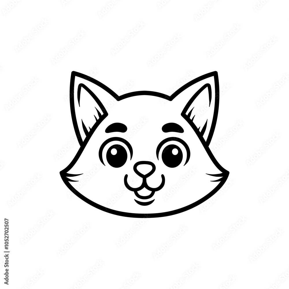 Fototapeta premium fun cat head cartoon drawing coloring line art style sketch classic vintage design illustration