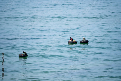 Traditional fishermen fishing off the coast of Morocco