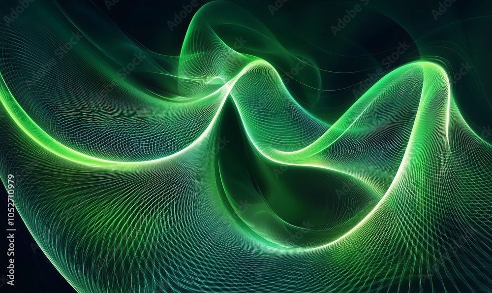 Fototapeta premium Abstract green background light spiral, wave. Psychedelic pattern