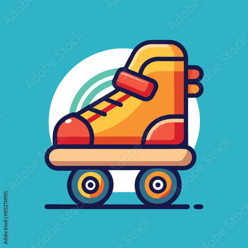 Retro roller skate with orange and red accents.