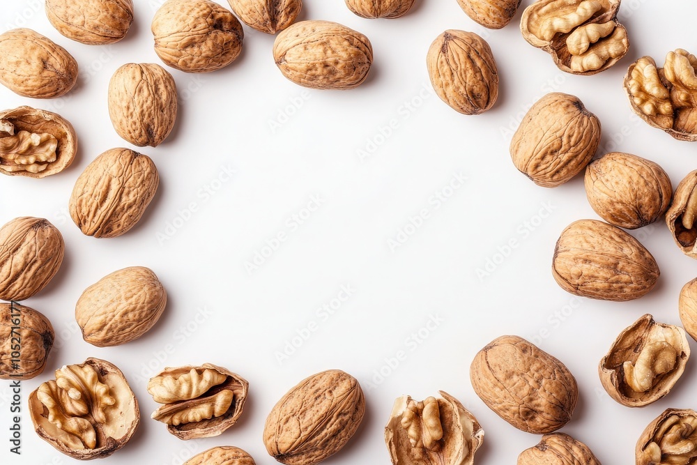 A variety of shelled and unshelled nuts are neatly arranged in a circular layout on a light background, showcasing their textures and natural colors for a pleasing visual display. A variety of shelled and unshelled nuts are neatly arranged in a circular layout on a light background, showcasing their textures and natural colors for a pleasing visual display.
