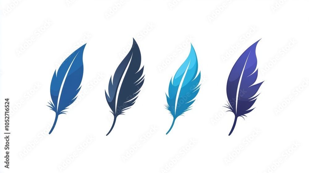 Colorful Abstract Feather Designs in Gradient Shades
