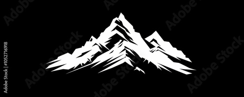 A minimalist line art of a majestic mountain peak, rendered in striking blue and black. Free copy space for text.