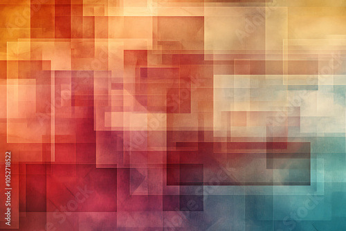Modern gradient background featuring layered translucent rectangles in various sizes, blending cool and warm colors for a sleek, abstract design with soft gradients.
