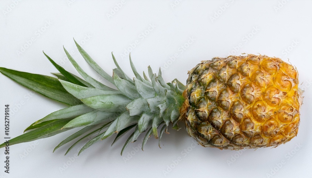 A pineapple sliced in half vertically, showcasing the intricate pattern of its flesh, center A pineapple sliced in half vertically, showcasing the intricate pattern of its flesh, center