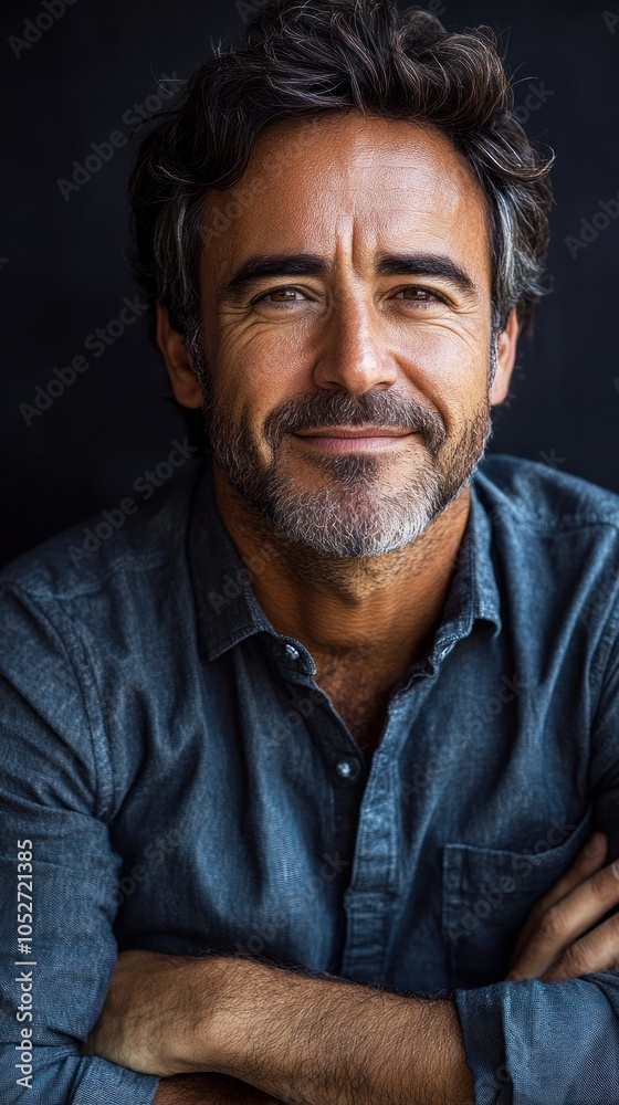 Portrait of a Smiling Man with Salt and Pepper Hair Portrait of a Smiling Man with Salt and Pepper Hair