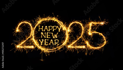 Creative text Happy New Year 2025