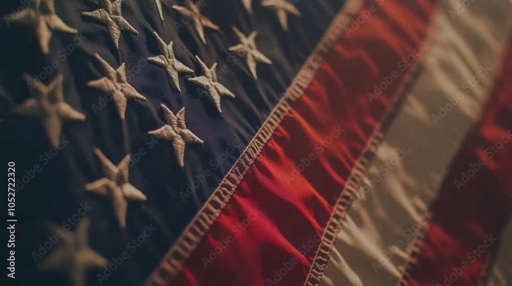 Close-up of Waving American Flag in Natural Light Close-up of Waving American Flag in Natural Light