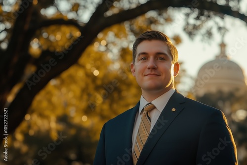 Professional Portrait of a Young Man with Texas Capitol Background