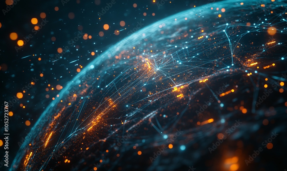 Obraz premium Global digital data connection on planet , image made with generative ai technology
