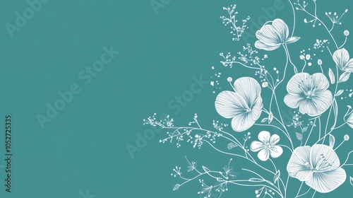 Elegant Floral Design on Teal Background