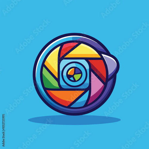 Colorful camera lens illustration.