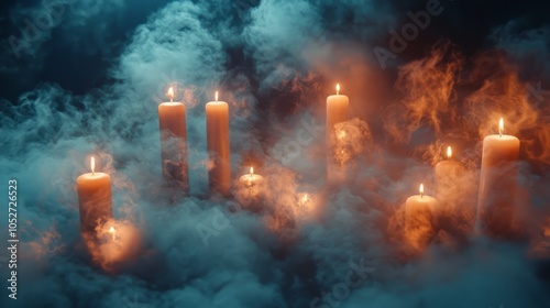 Atmospheric Candlelight in Foggy Ambiance