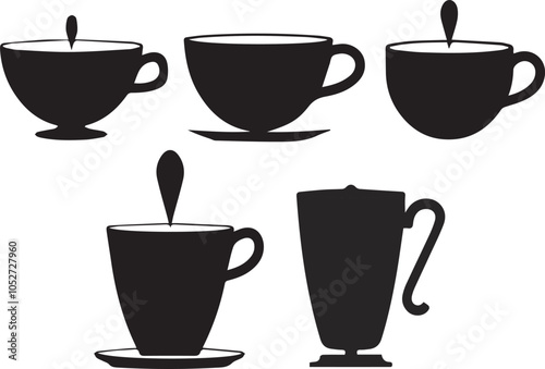 Tea and Coffee Cups Vector illustration.