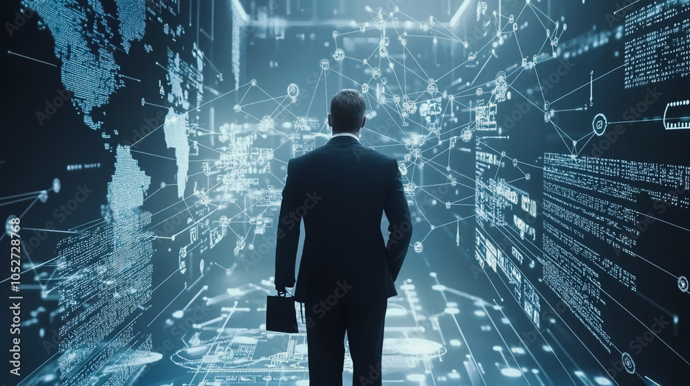 abstract business man stands on the peak of success amid tall, innovative Arrows point the way to success. and graphs with statistics to analyze business potential and predict future developments in abstract business man stands on the peak of success amid tall, innovative Arrows point the way to success. and graphs with statistics to analyze business potential and predict future developments in