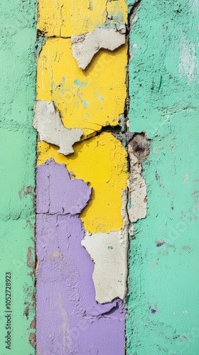 Colorful Abstract Wall Texture with Peeling Paint