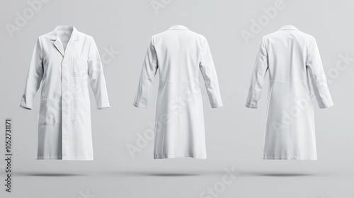 Three Dimensional Render of a White Lab Coat on a Gray Background