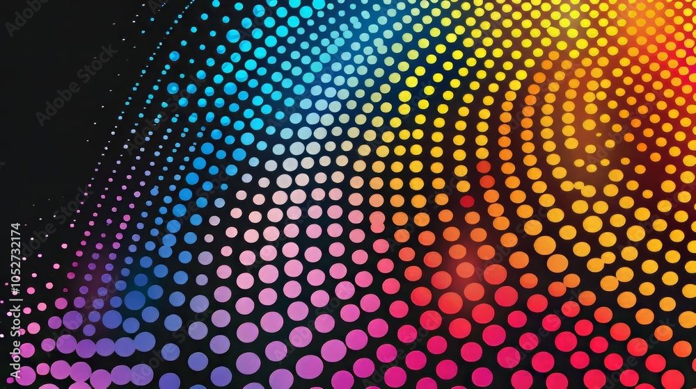 Abstract halftone dot pattern showcasing a vibrant color gradient, perfect for modern art enthusiasts or as striking background for design projects. Abstract halftone dot pattern showcasing a vibrant color gradient, perfect for modern art enthusiasts or as striking background for design projects.