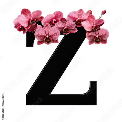 Black Letter Z Decorated with Pink Orchids