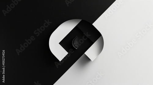 Wallpaper Mural A sleek monochrome abstract image showcasing intertwined geometric shapes, creating a sense of modernity and simplicity. The composition balances black and white color. Torontodigital.ca