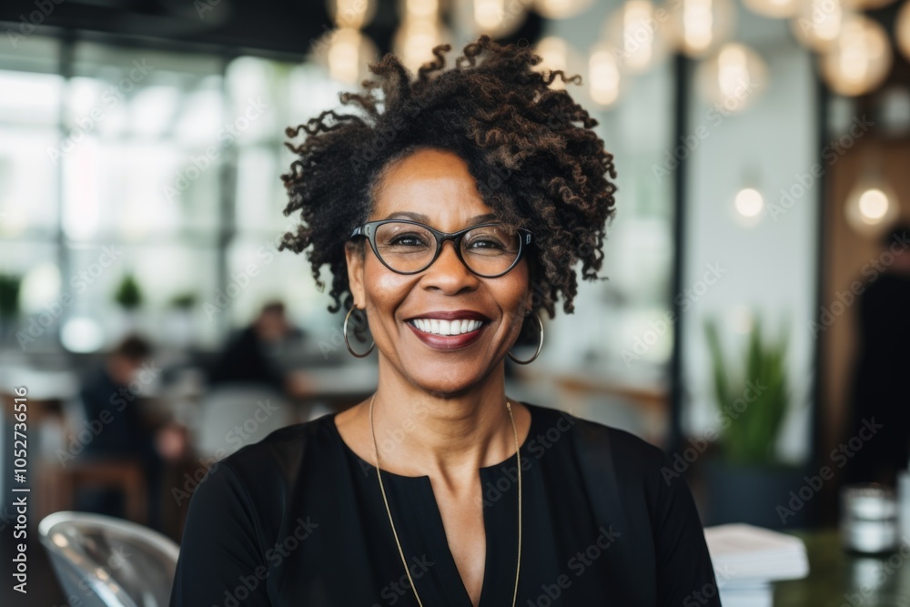 Portrait of a smiling senior African American businesswoman in modern office