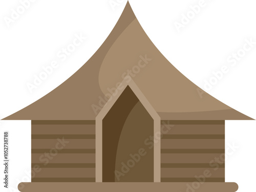 Simple and cozy wooden hut with a pointed roof, representing traditional architecture or rural living
