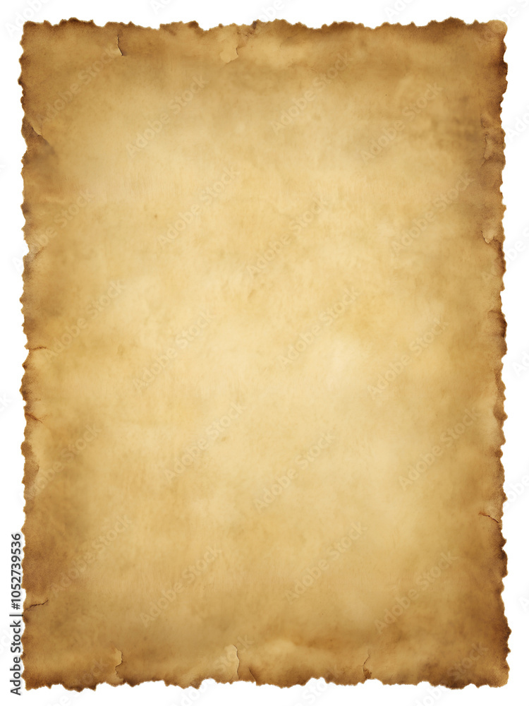 Fototapeta premium Old paper on a transparent background. Sepia Paper with deckle edge. 