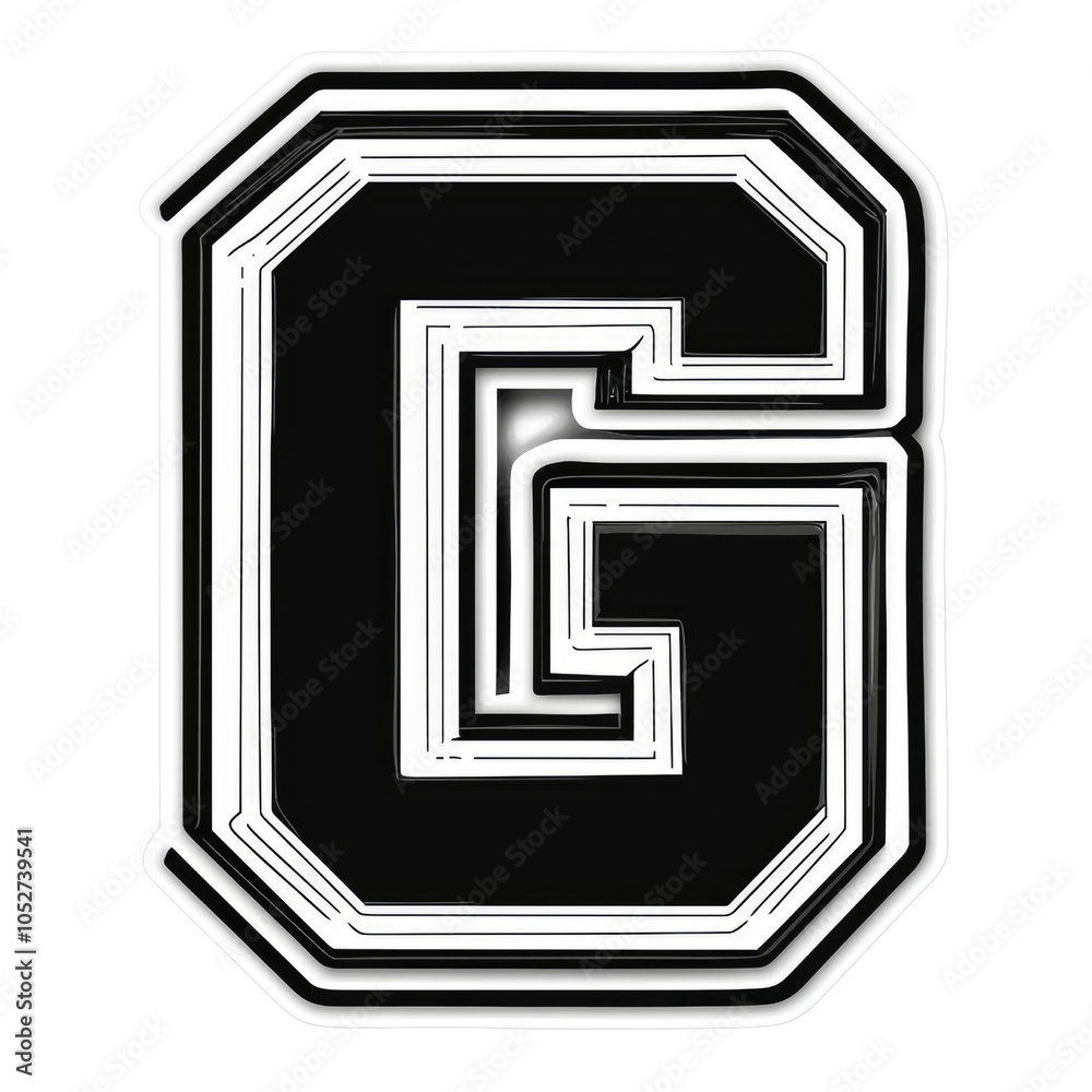 3D White Outline Black Letter G 3D White Outline Black Letter G
