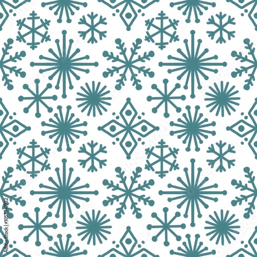 Christmas ice scribble seamless snowflakes pattern for wrapping paper and fabric