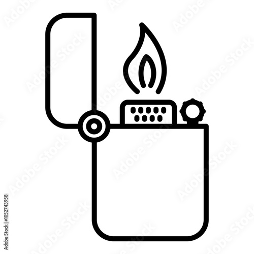 Gas lighter icon in line style. Cigarette lighter icon in line style