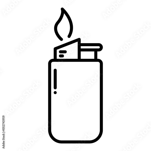 Gas lighter icon in line style. Cigarette lighter icon in line style