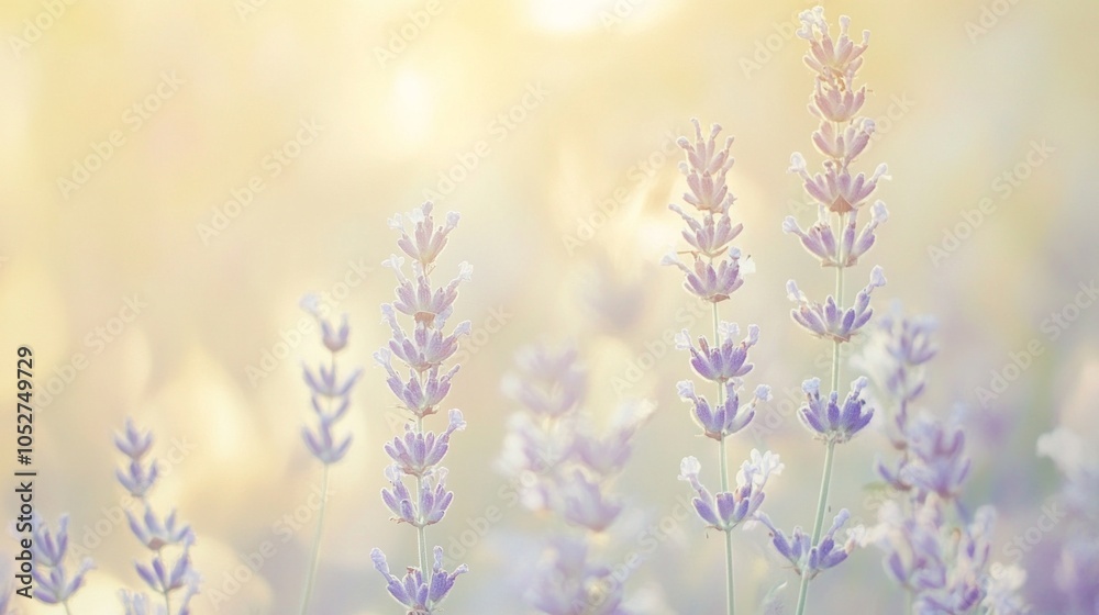 Obraz premium A soft-focus background featuring pale yellow and lavender tones, perfect for a calming aesthetic