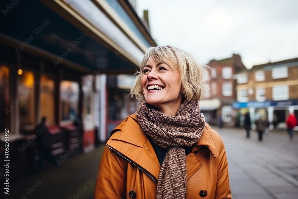 Portrait of a happy senior woman in autumn coat and scarf outdoors Portrait of a happy senior woman in autumn coat and scarf outdoors