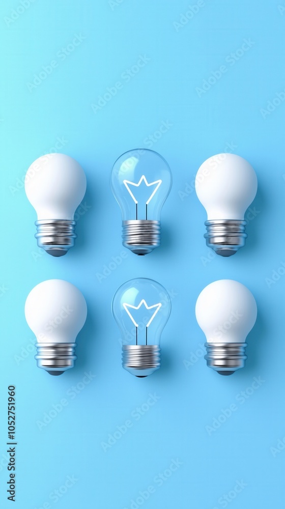 Collection of light bulbs on a blue background showcasing innovation and creativity. Collection of light bulbs on a blue background showcasing innovation and creativity.