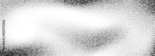 Halftone grunge background. Fading grain gritty textured wallpaper. Black and white comic noise grit surface. Pixelated speckles, dots and particles overlay. Aged dirty sand backdrop cover. Vector