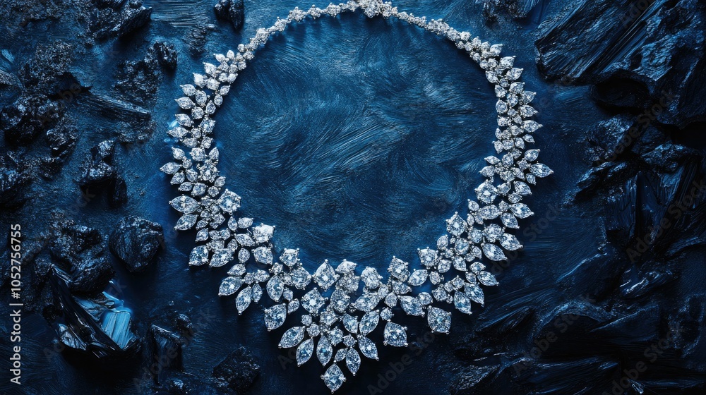Sparkling Diamond Necklace on Dark Background Sparkling Diamond Necklace on Dark Background