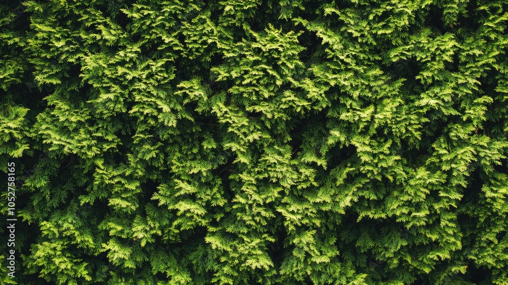 Lush Green Foliage of a Dense Hedge